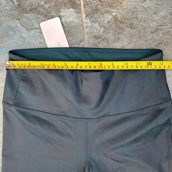 CRZ Yoga Matte Faux Leather Leggings Green Medium 8/10 High Waist Stretch NEW - Picture 9 of 10